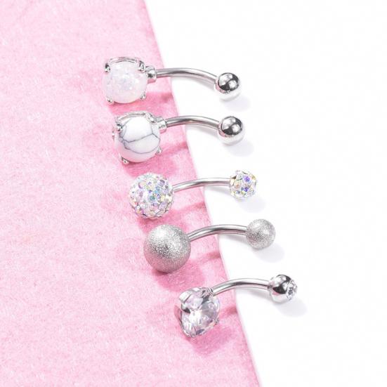 5/10Pcs Women Faux Opal Inlaid Belly Button Navel Rings Body Piercing Jewelry