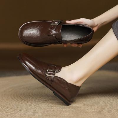 Новые женские повседневные туфли из натуральной кожи, низкие, с открытым верхом, однотонные, на низком каблуке, слипоны, женские туфли-лодочки на все сезоны