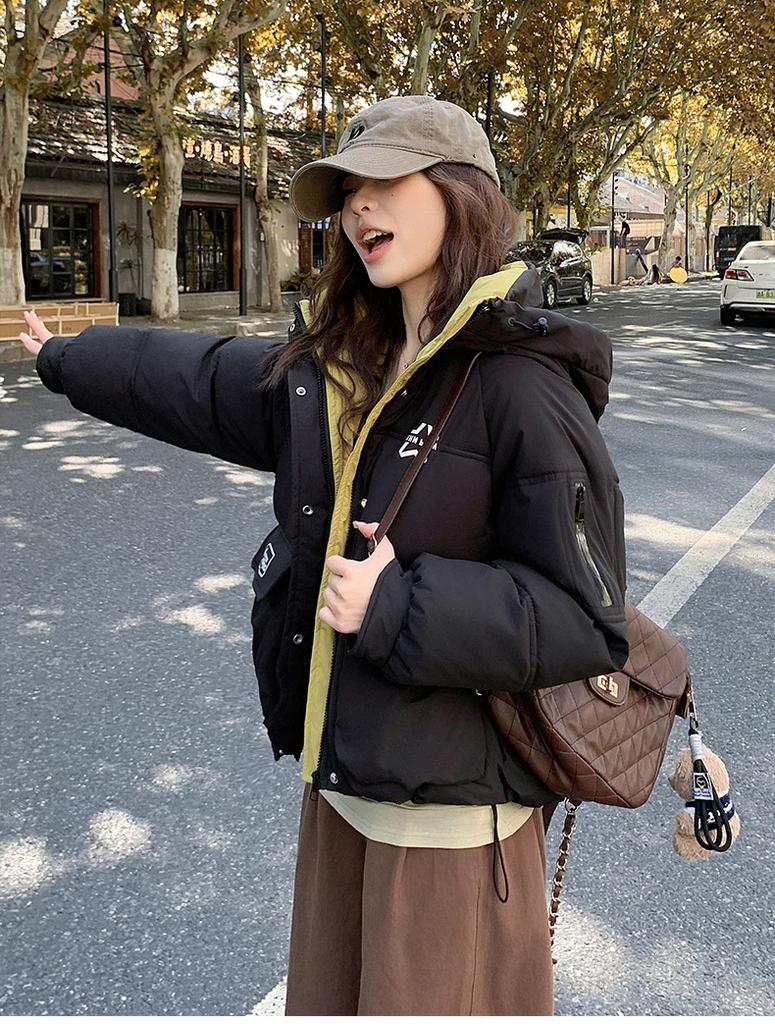 Женская короткая теплая зимняя куртка с капюшоном