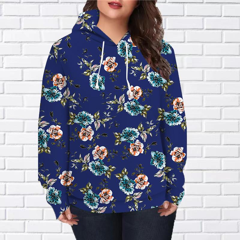 Autumn New 3D Printed Digital Camellia Printing Hoodie Women Baseball Uniform