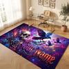 Skull Gothic Theme Crystal Velvet Floor Rug Personalized Custom Name Text Warm Carpet Home Decoration