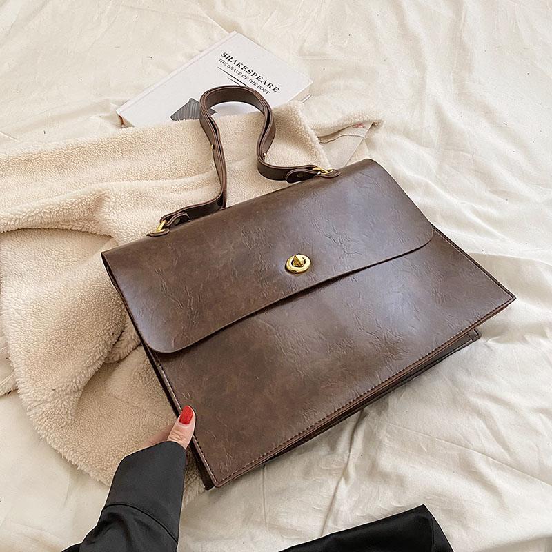 Высококачественная ретро сумка через плечо большой емкости осень-зима новые женские текстурные сумки через плечо из искусственной кожи повседневный мужской портфель