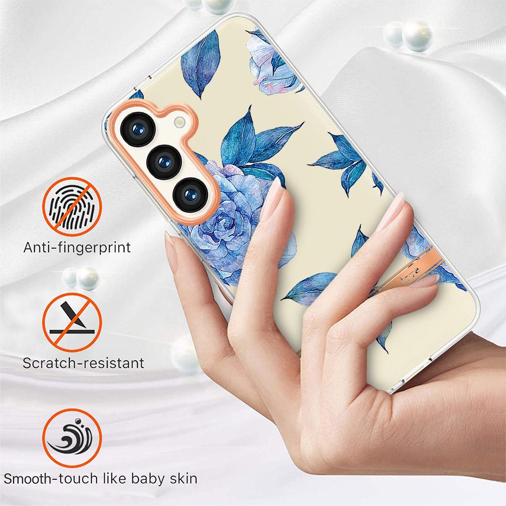 Ремешок со съемной пряжкой в ​​виде синего цветка, кольцо против падения или прозрачный чехол с гладким дизайном для Samsung iPhone Xiaomi Redmi Oppo Moto Nokia...