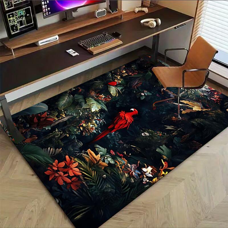 1pc jungle parrot Carpet Anti Slip Polyester Floor Mat for office.Bedroom