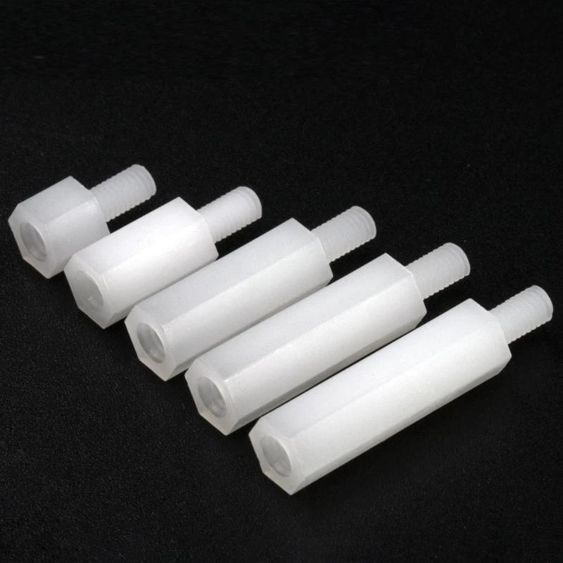25Pcs White Male To Female Nylon Standoff M2-M4 PCB Standoff Spacer Column Plastic Spacing Pillar