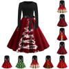 Женское повседневное модное длинное платье с круглым вырезом и длинным рукавом с рождественским принтом