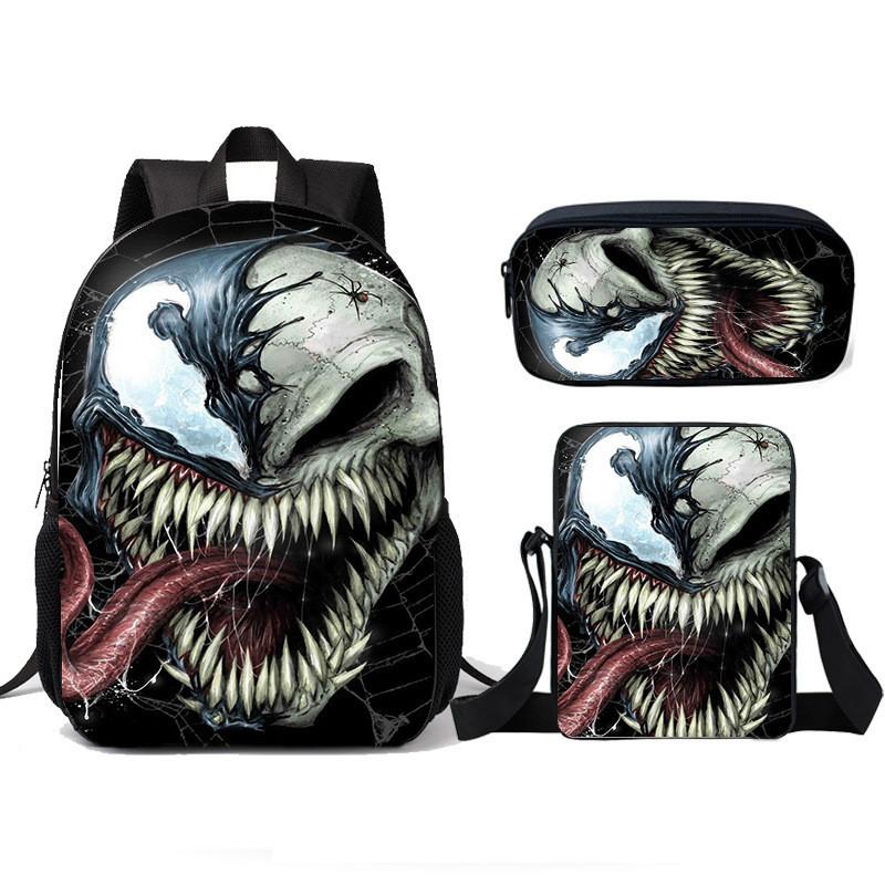 Школьный рюкзак, сумка для ланча, пенал Venom для детей, набор из трех предметов для детей