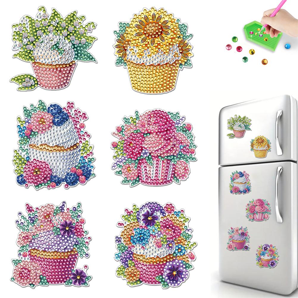 6Pcs Diamond Painting Refrigerator Magnets Fridge Magnets Diamond Art Diamond Art Magnets DIY Art Crafts for Adults Beginners