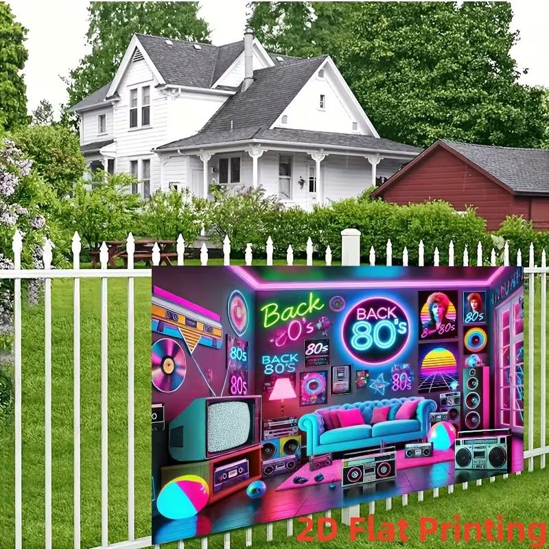 2D Retro 80s Living Room Backdrop for 80s Party & Studio Decoration