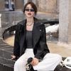 Black Motorcycle Leather Jacket for Women Spring New Style Lapel Loose Leather Jacket Spring and Autumn Hong Kong Style Casual Top