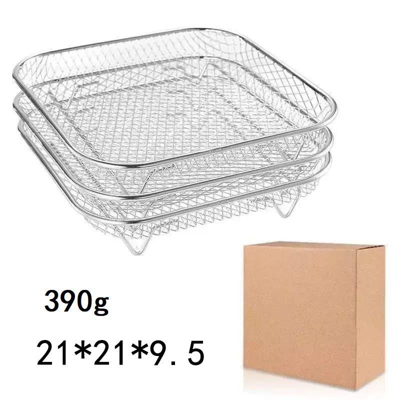 Stainless Steel Air Fryer Rack 3-Tier Stackable Dehydrator Rack Rectangular Square Round Grilling Roasting Cooking Baking Holder