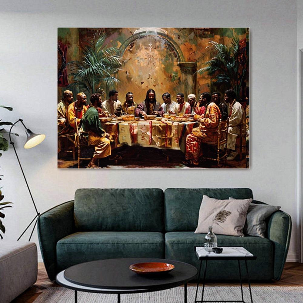 Stunning Canvas Wall Art, High-Quality Black Last Supper Canvas Wall Art Perfect for Anniversaries And Classroom Decor