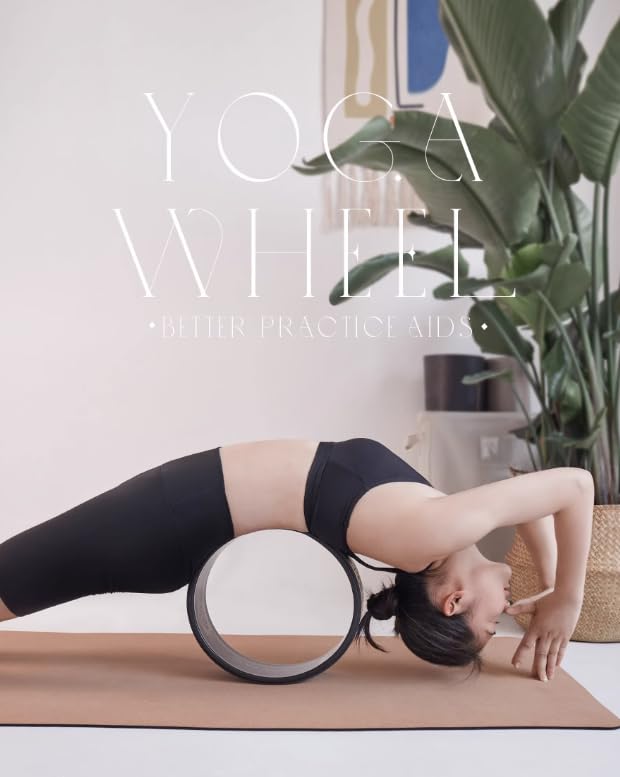 Chelien Yoga Wheel Foam Roller 33cm X 13cm Ring Fitness Flexible Cork Wood Grain Inner (Simple + Wheel)
