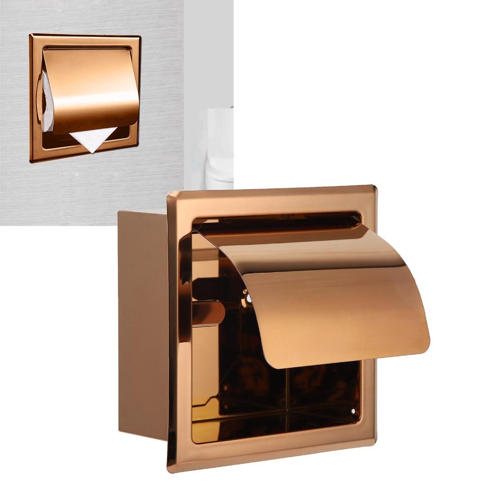 Stainless Steel Paper Towel Holder Rose Gold Toilet Paper Dispenser Bathroom Kitchen Washroom