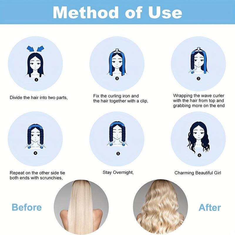 Безопасные бигуди для длинных волос, щипцы для завивки без нагрева, повязка на голову, без нагрева, кудри для сна на ночь, инструмент для укладки ленивых волос своими руками