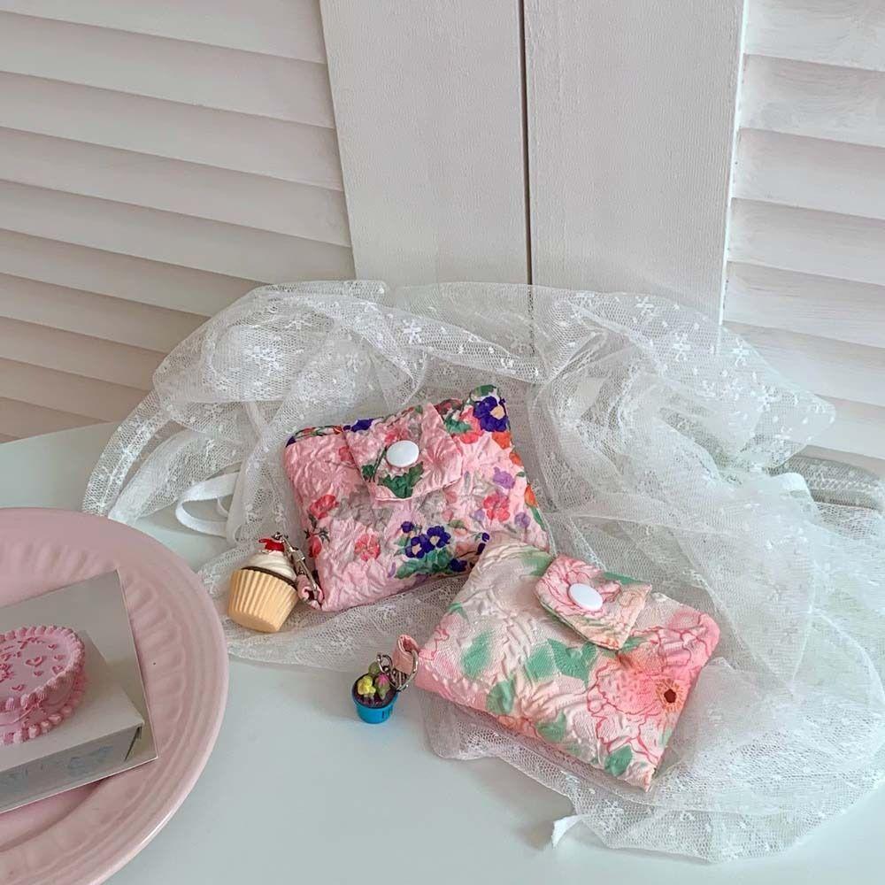 Bear Flower Coin Purse Canvas Cloth Envelope Wallets Simple Mini Cash Wallet  Female