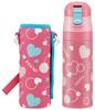 Skater Children's Water Bottle, 470ml, Direct Drinking, with Cover, Heart Polka Dot Design, Insulated, Stainless Steel, Lightweight, Sports Bottle,