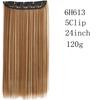 Long Straight Clip In One Piece Synthetic High Temperature Synthetic 5 Clips Hair Pieces
