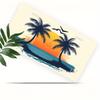 pc D Flat Tropical Sunset Silhouette of Palm Trees License Plate Frame Beach Scenes Including Birds Palm Trees