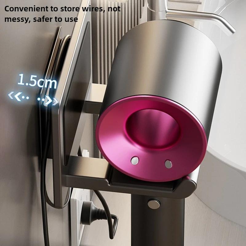 Держатель для фена настенный совместимый металлический органайзер с нескользящей подкладкой, органайзер для аксессуаров для полок в спальне и ванной комнате