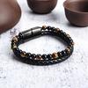 Новый Высококачественный Натуральный Красный Тигровый Глаз Кожаный Браслет, Магнитная Застежка Мужской Браслет