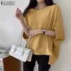 Women Casual Round Neck Batwing Loose Half Sleeve Blouse