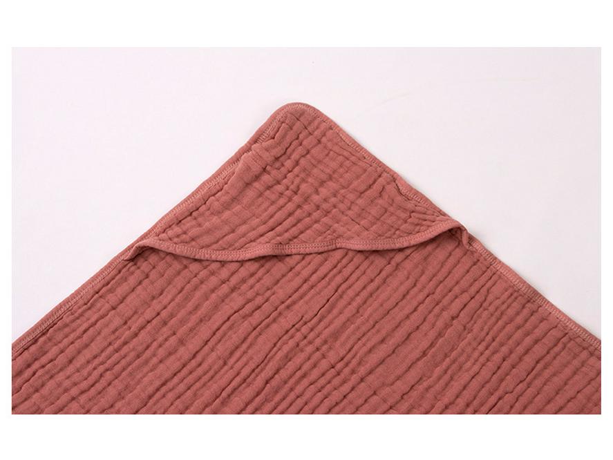 Pure Cotton Hooded Baby Swaddle Towel - Solid Color Gauze