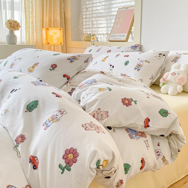 Маленький комплект из четырех предметов из свежевыстиранного хлопка, постельное белье, пододеяльник, комплект из трех предметов для односпальной кровати в общежитии