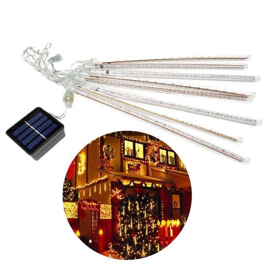 Светодиодный метеорный дождь, 8 лампочек, бусины, 144 солнечных батарей, уличный декор рождественской елки