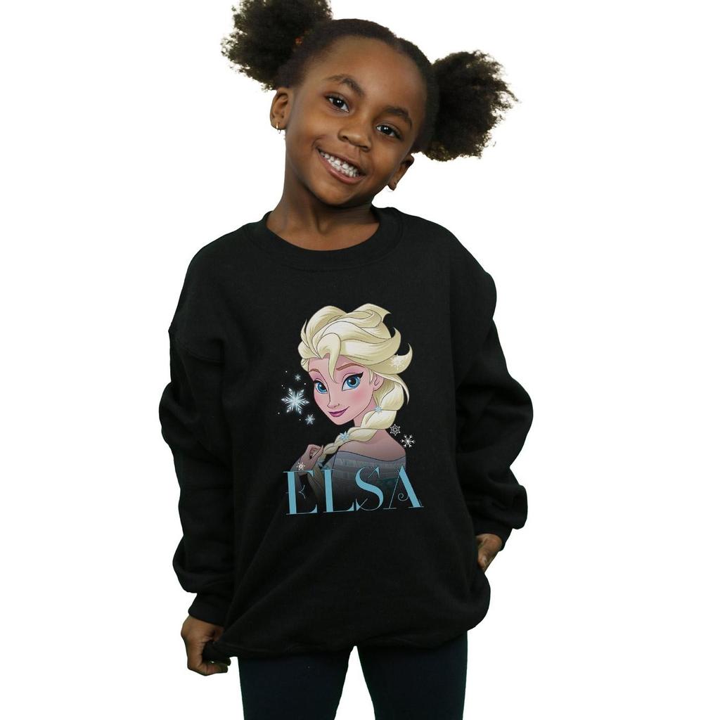 Disney Girls Frozen Elsa Snowflake Portrait Sweatshirt