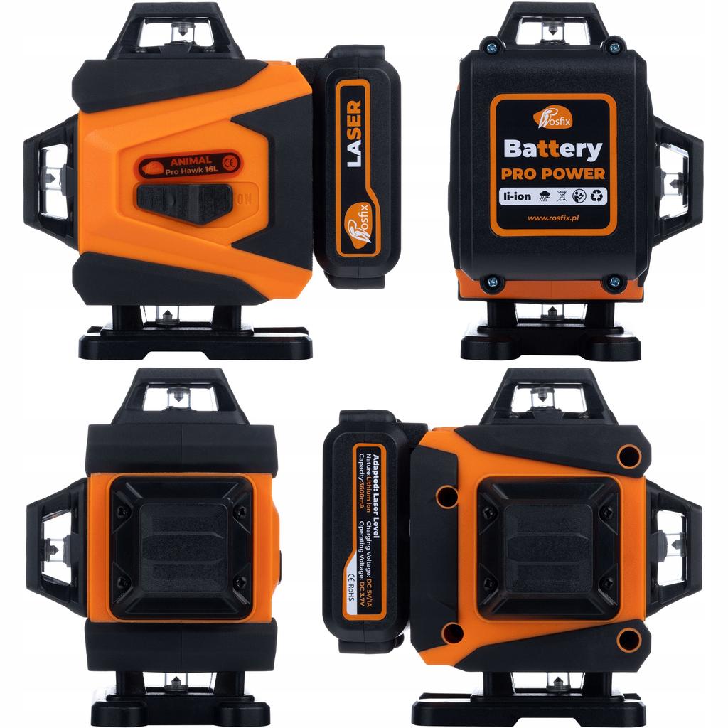 Rosfix Animal Pro Hawk RAPH 16L – Лазерный Крест 16 Линий | IP54 | USB-C | Комплект с Пультом, 2 Литий-ионными Аккумуляторами и Кейсом