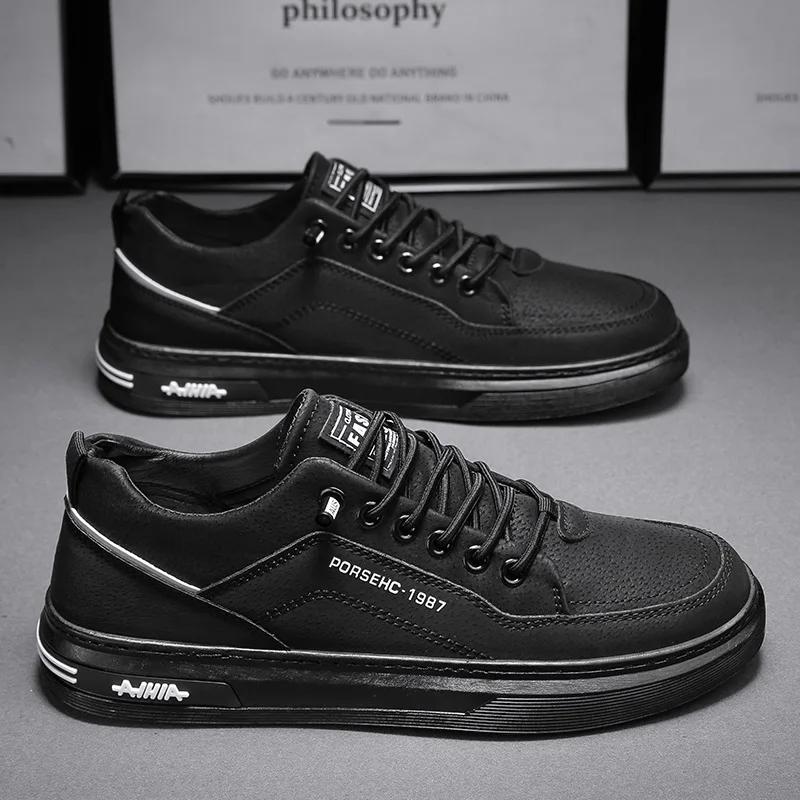 Мужская спортивная обувь, модная повседневная кожаная обувь для мужчин, удобная вулканизированная обувь на толстой подошве, высококачественная легкая мужская обувь