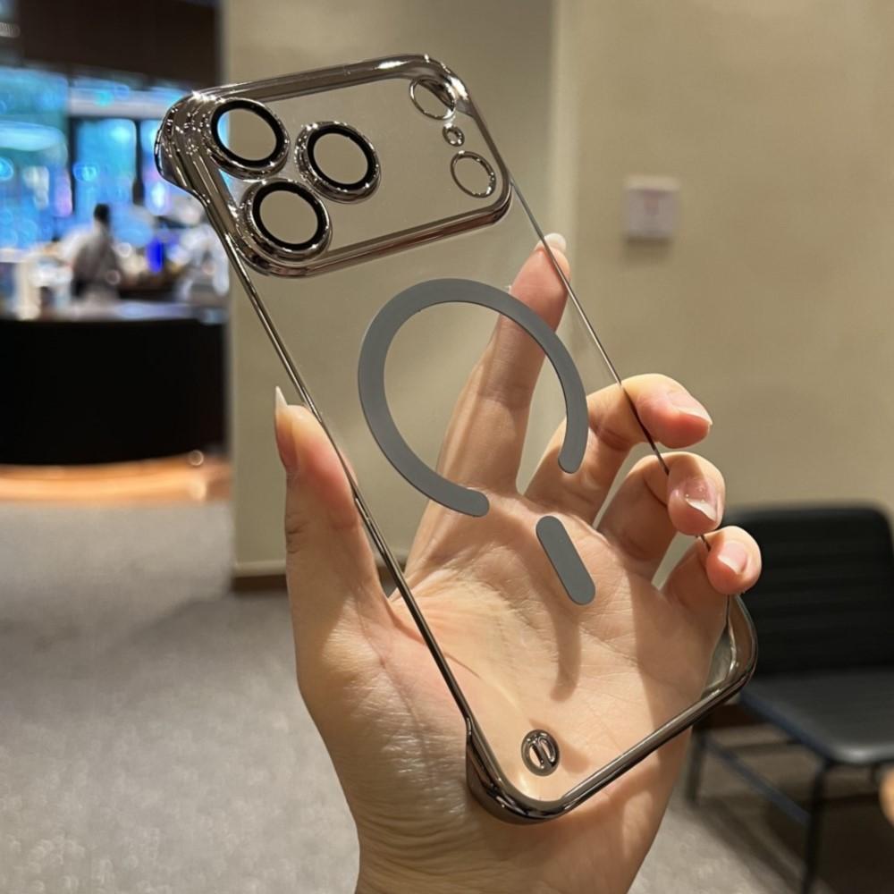 Безрамочный Прозрачный Магнитный Чехол с Покрытием для iPhone 17 Air 16 15 14 13 Pro Max Для Беспроводной Зарядки Magsafe Ударопрочный Чехол