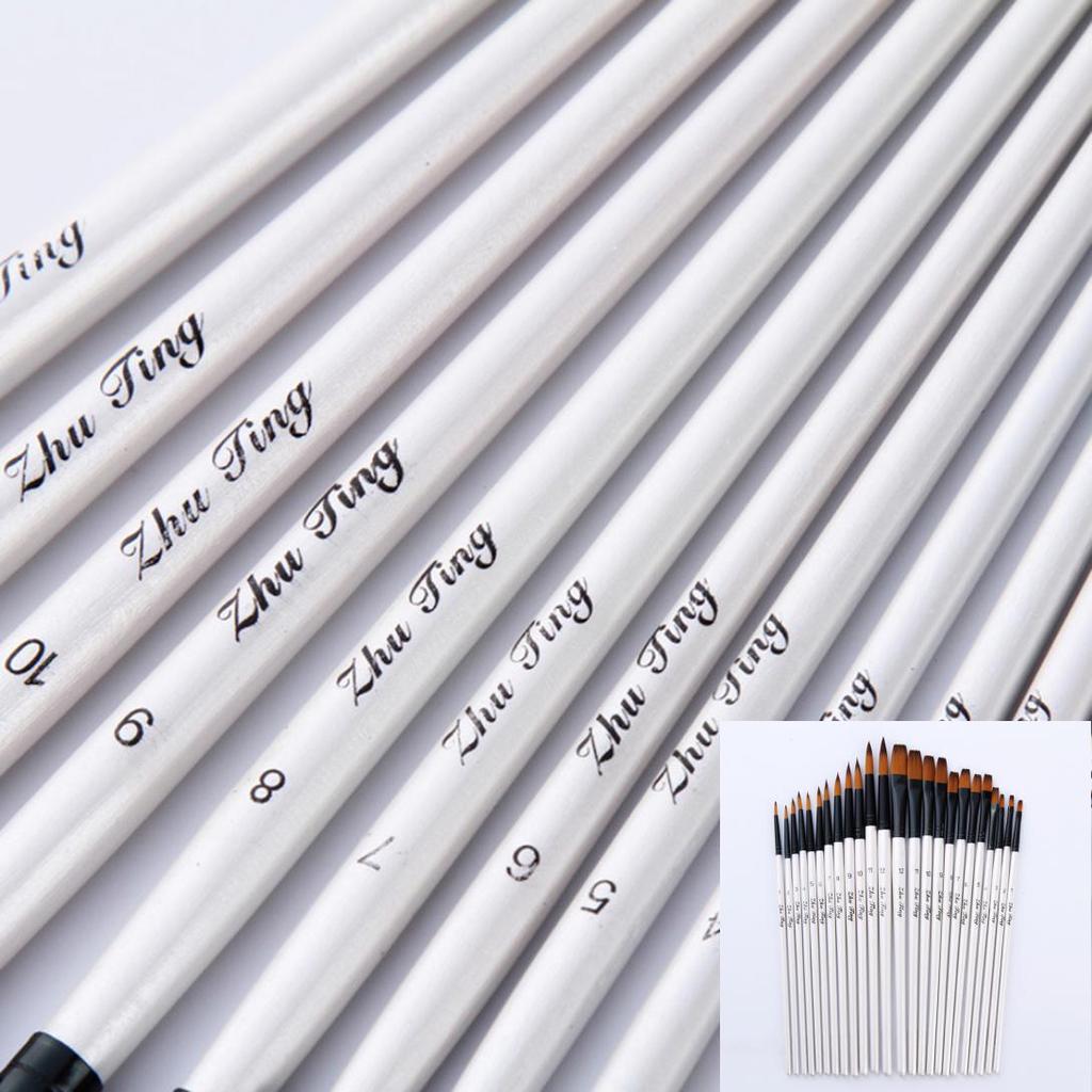 Monoceros 12Pcs Pointed Flat Top Paint Drawing Brush Acrylic Watercolor Oil Painting Pen