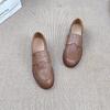 Johnature Туфли-лодочки из натуральной кожи в стиле ретро, ​​женская обувь на низком каблуке, удобные лоферы с круглым носком, однотонные удобные лоферы