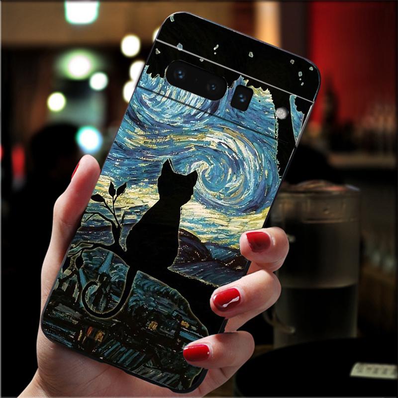Art Cat Phone Case For Google Pixel 8 7 Pro 7A 7 6A 6 Pro Pixel 8A 4A 3A 4 XL Pixel 5 6 4 3 3A XL