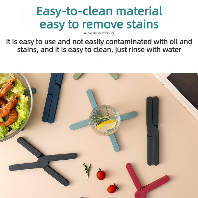 5Pcs Heat-resistant silicone pot holder - foldable, creative cross design, multi-purpose silicone mat for kitchen, dining table, food serving