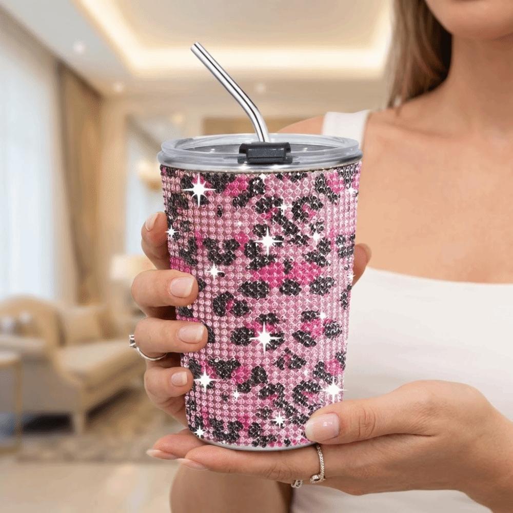 Sparkling Rhinestone Water Cup 500ml Stainless Steel Water Bottle Glitter Coffee Mug Office