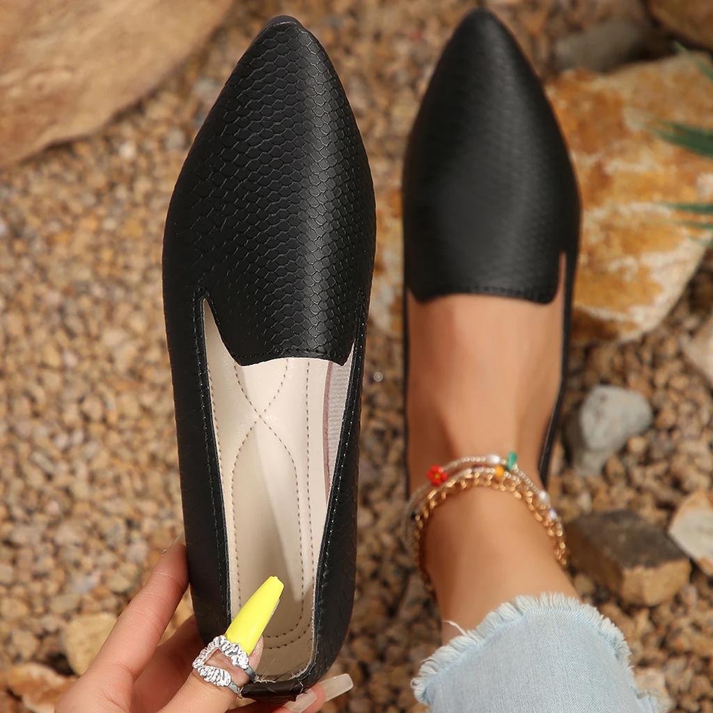 2025 Slip On Loafers Breathable Stretch Ballet Shallow Flats Women Soft Bottom Pointed Toe Boat Shoes Plus Size 43