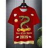 Chinese New Year Popular Patterns T-shirt For Men Short Sleeve Red T Shirts Snake Dragon Graphic Print 2025 Fashion Trendy Tee