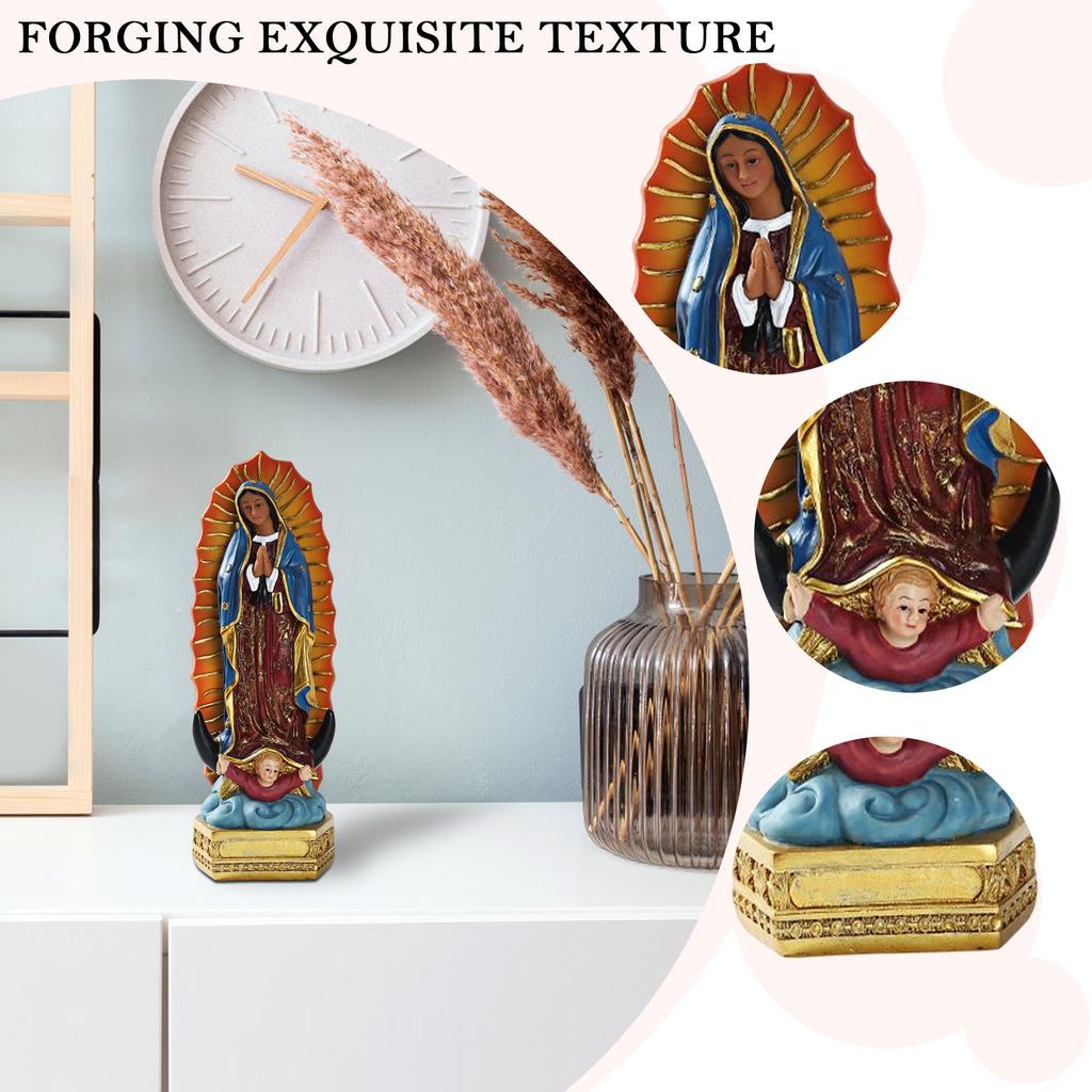 Resin Mexican Virgin Mary Statue Desktop Ornament European Our Lady Statue Handicrafts  Home Decor for Office