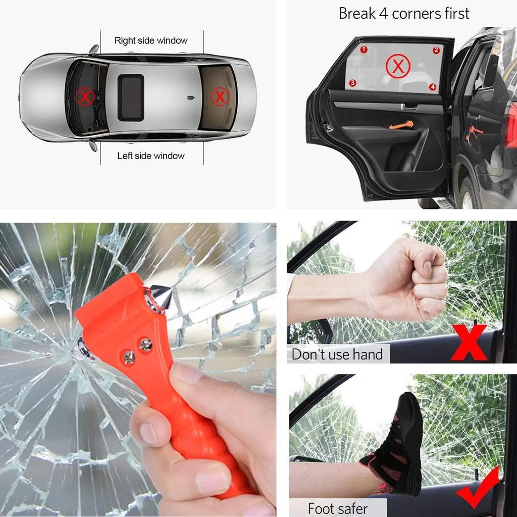Car Safety Hammer Seat Belt Cutter Emergency Window Breaker Tool Vehicle Survival Kit Glass Punch Rescue Device