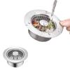 1Pc Kitchen Sink Drain Strainer, 304 Stainless Steel Pop-up Sink Stopper, 3 In 1 Drain Anti-Clogging Odor Prevention