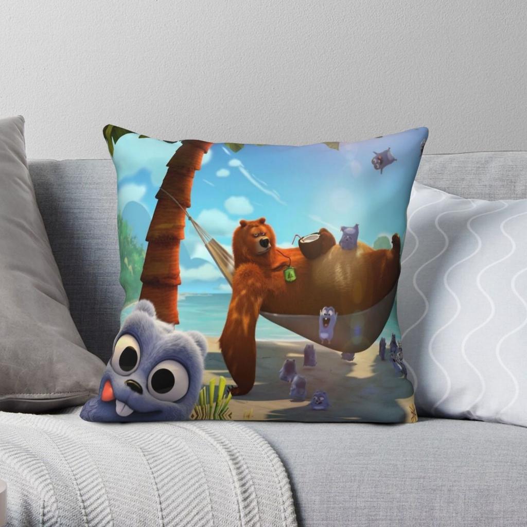 Grizzy And The Lemmings Holiday Pillowcase Polyester Linen Velvet Printed Zip Decor Throw Pillow Case Bed Cushion Cover x