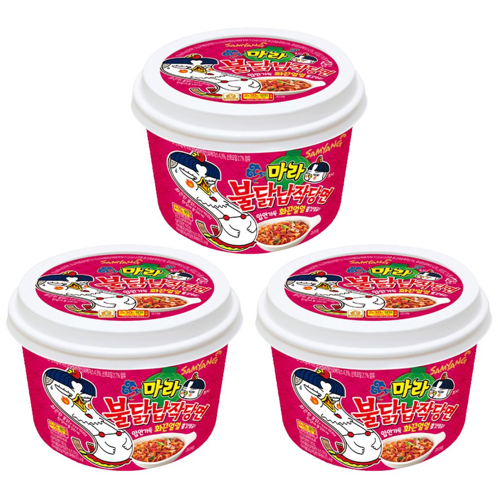 Samyang Лапша БУЛДАК Сухая острая острая с курицей плоская стеклянная 155,6г (2 варианта)