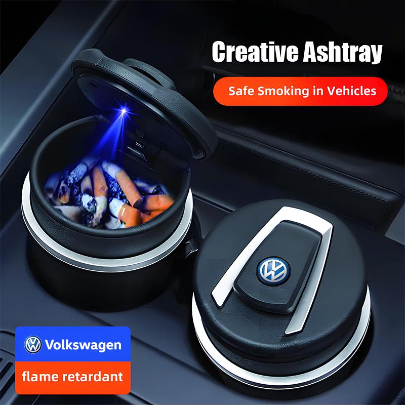 LMN1 1Pcs Car LED Ashtray Garbage Coin Storage Cup Cigar Ash Tray For VW GTI Polo Golf Passat Tiguan Arteon Touareg CC Taigo Caddy Je