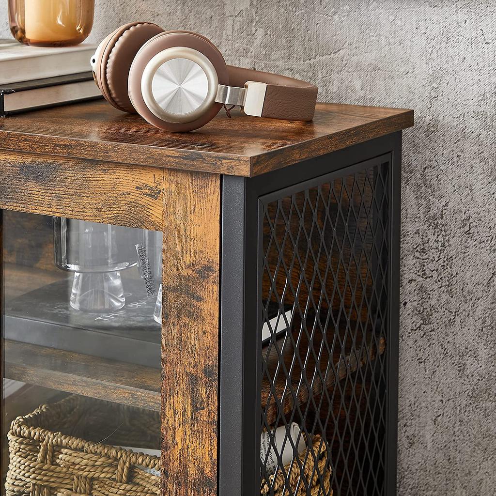VASAGLE Storage Cabinet, Multipurpose Cupboard, Sideboard, Adjustable Shelf, Bathroom Cabinet, Steel Frame, for Living Room Kitchen, Industrial Style