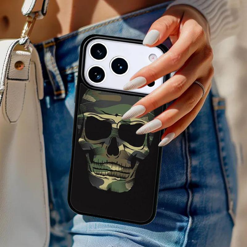 Чехол с рисунком черепа в камуфляже для iPhone 17 Air 14 15 13 12 Max Чехол для Apple 14 15 16 16e 11 Pro Max Plus Coque