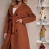 2025 Fall Winter Double Breasted Wool Blend Coat Women Warm Lined Real Pockets