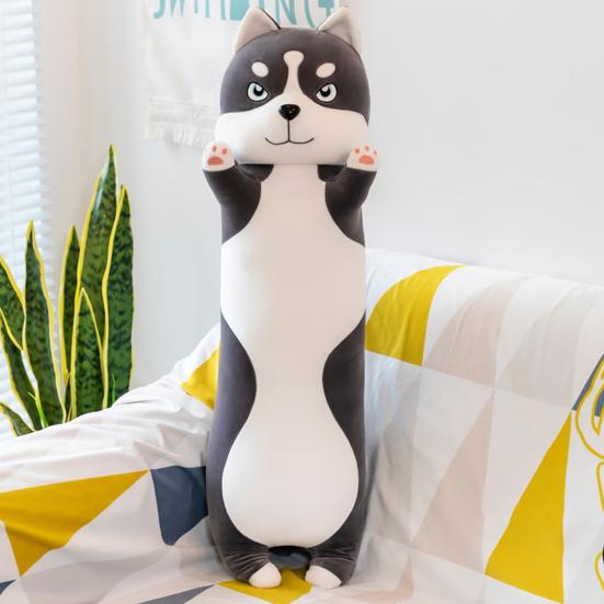 Husky Plush Doll  Soft Stuffed Animal 110/130cm Long Fluffy Dog Pillow Decorative Animal Shape Cushion for Waist And Back Support
